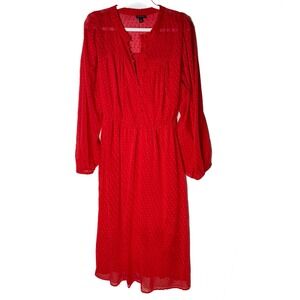 Torrid Women's Red Swiss Dot Maxi Dress 3/4 Sleeve Sheer Overlay Plus Size 4x